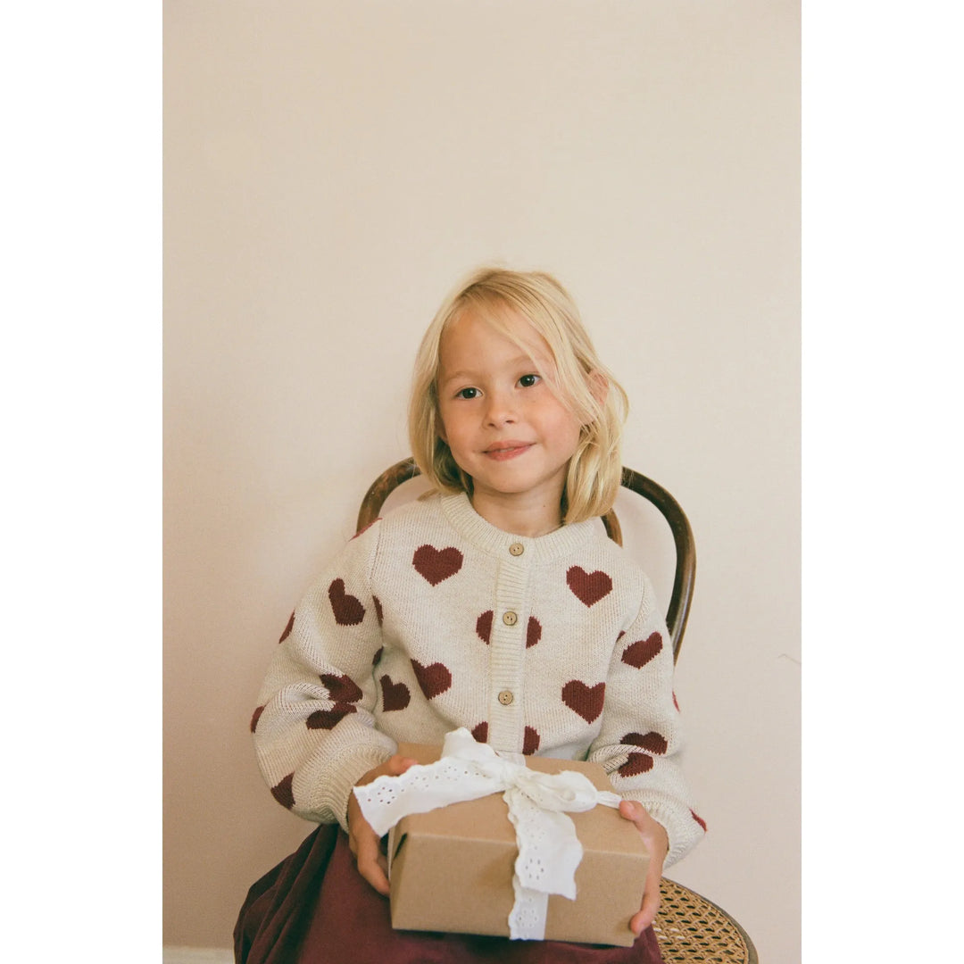 WHEAT | Jacquard Cardigan Hearts
