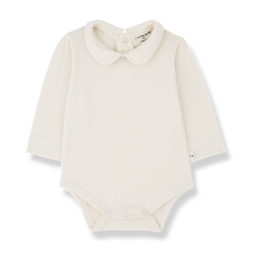 naturweißer Body mit Bubi-Kragen für Baby-Mädchen aus Bio-Baumwolle 