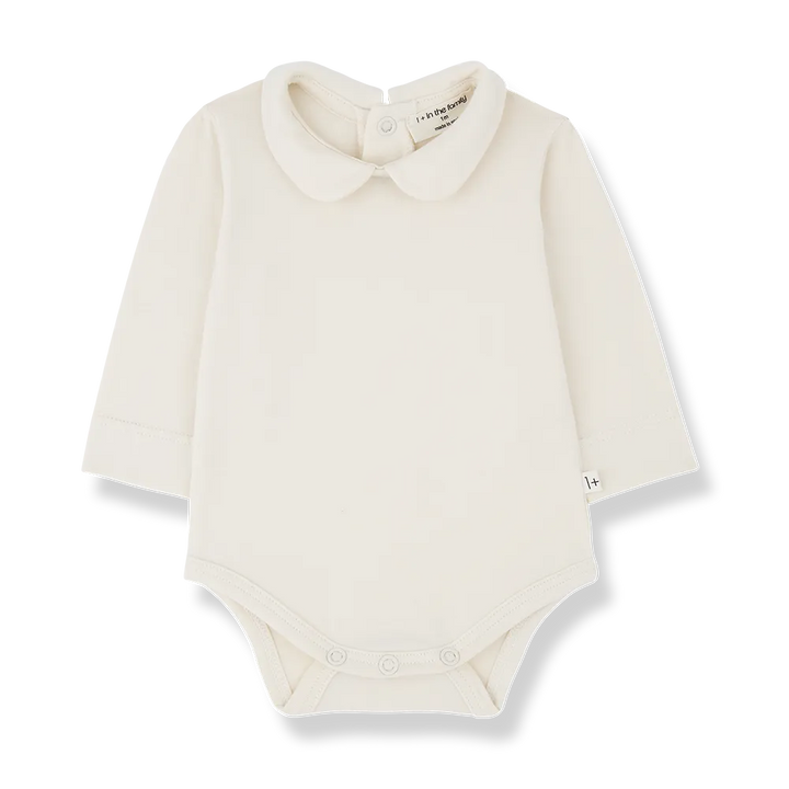naturweißer Body mit Bubi-Kragen für Baby-Mädchen aus Bio-Baumwolle 