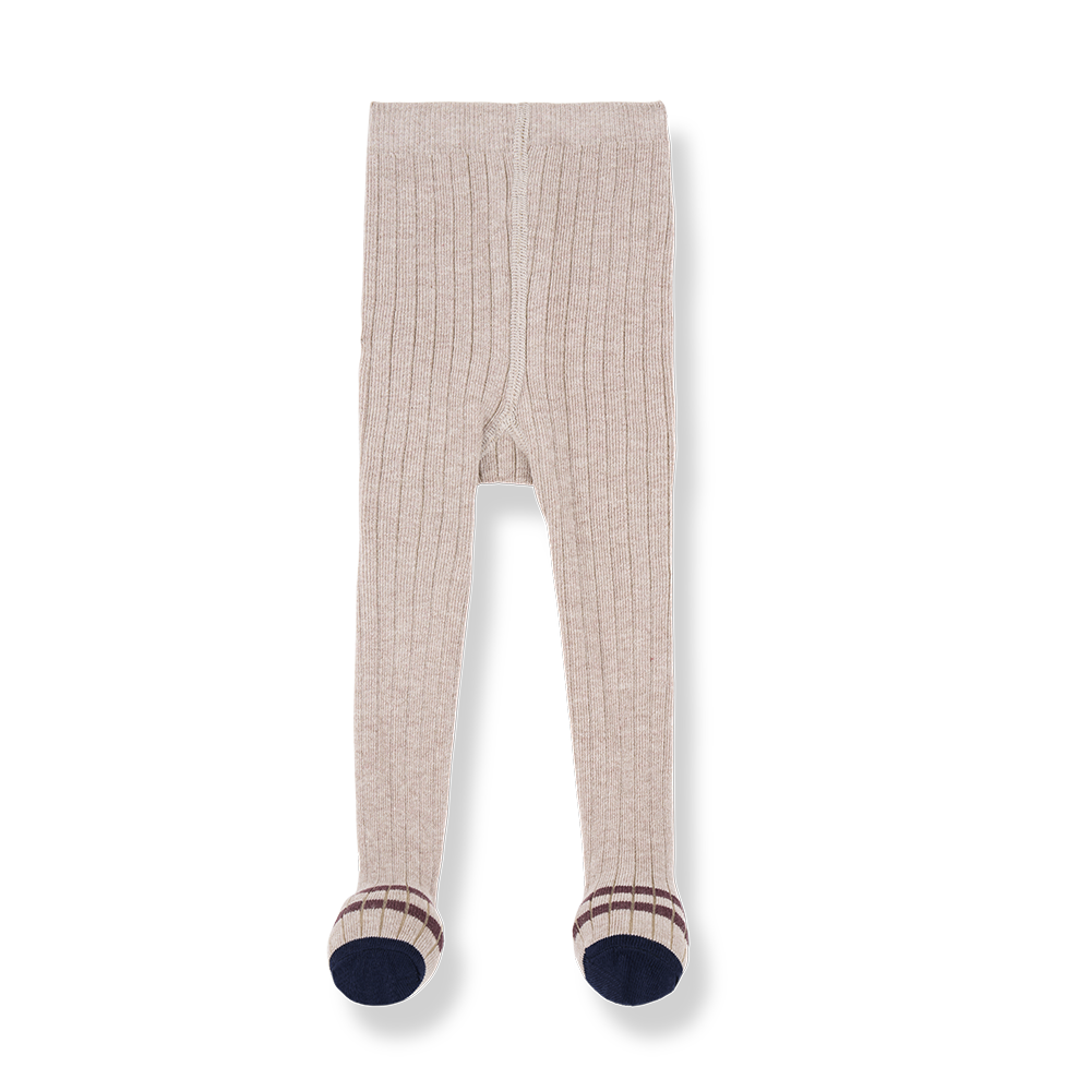 Strumpfhose für Kleinkinder aus Baumwolle in beige mit gerippter Struktur