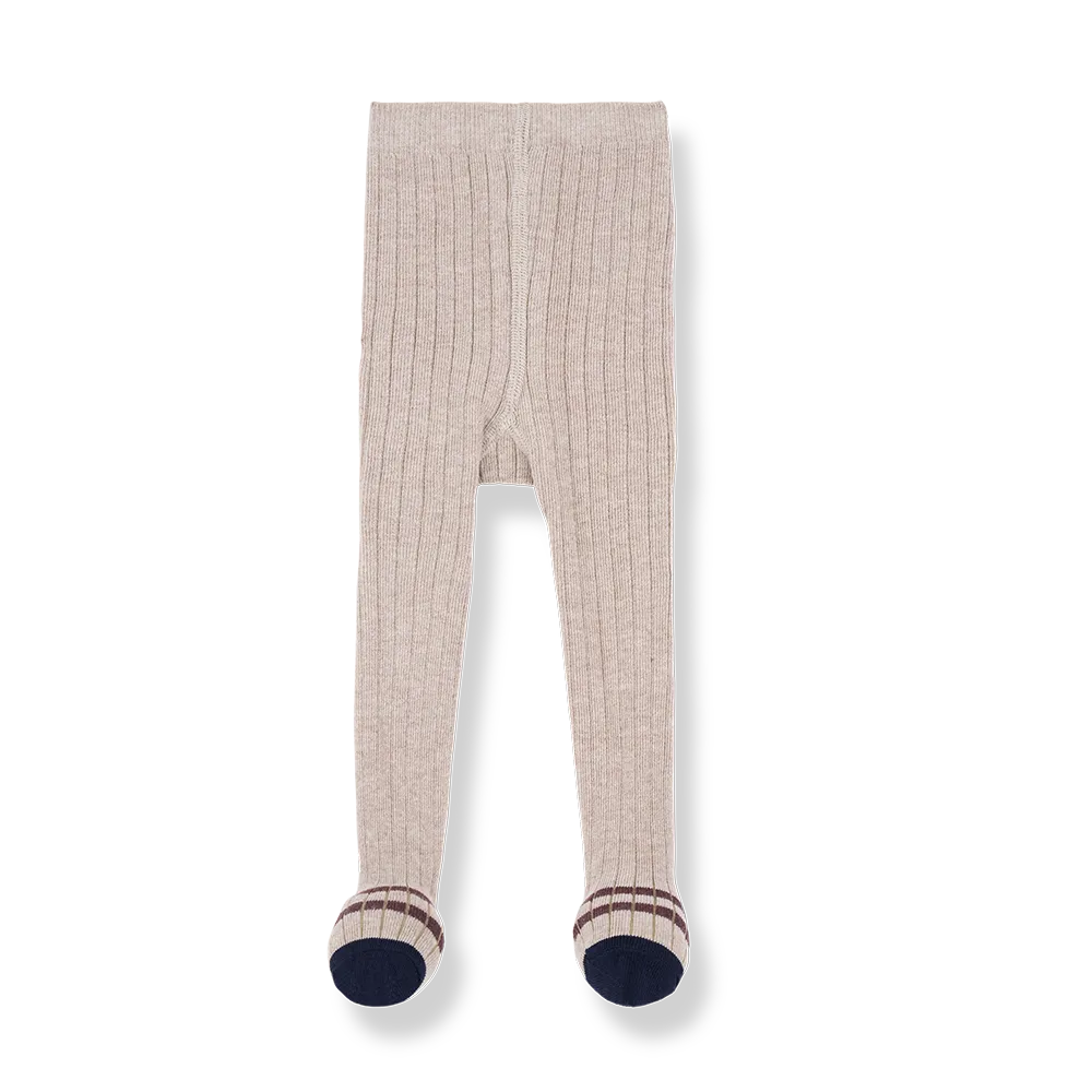 Strumpfhose für Kleinkinder aus Baumwolle in beige mit gerippter Struktur