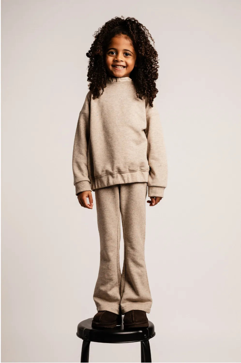 Sweatshirt Rüschenkragen sandfarben bunte Sprenkel