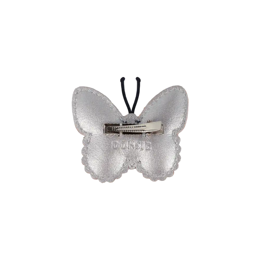 Donsje Alja Clip Vlinder silver grey metallic leather Produktbild, Ansicht von hinten 