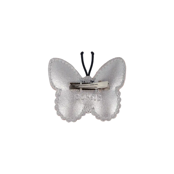 Donsje Alja Clip Vlinder silver grey metallic leather Produktbild, Ansicht von hinten 