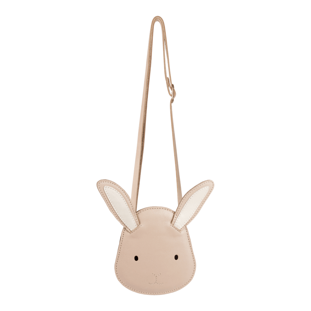 Donsje Blinc Purse Pink Bunny powder metallic nubuck Produktbild, Ansicht von vorne mit ausgerolltem Schulterriemen