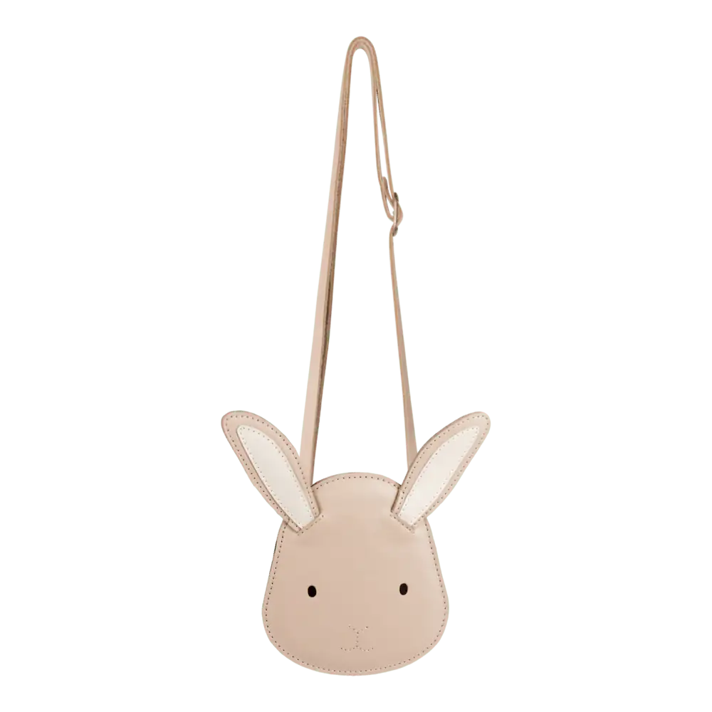 Donsje Blinc Purse Pink Bunny powder metallic nubuck Produktbild, Ansicht von vorne mit ausgerolltem Schulterriemen