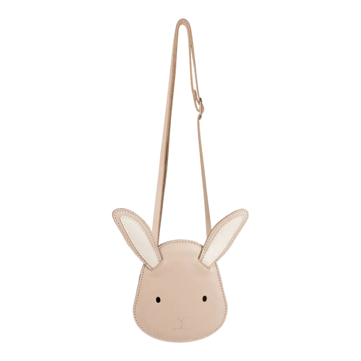 Donsje Blinc Purse Pink Bunny powder metallic nubuck Produktbild, Ansicht von vorne mit ausgerolltem Schulterriemen