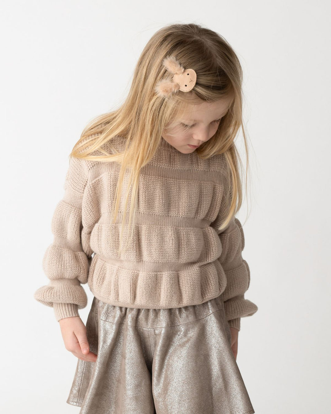 Pullover Strick beigefarben Merinowolle
