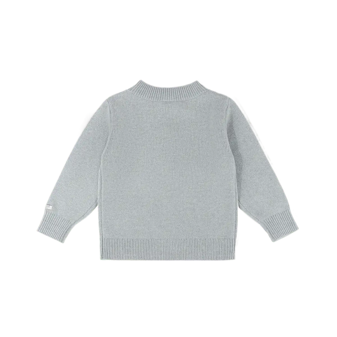 Donsje Denn Merino Wool Sweater Polar Bear cloud blue melange Produktbild, Ansicht der Rückseite. 