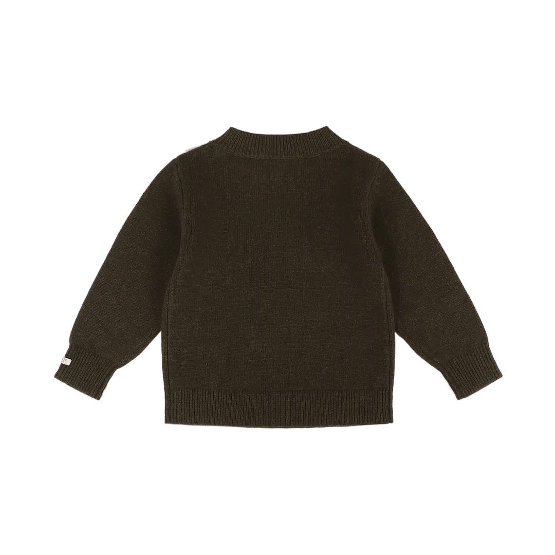 Donsje Denn Merino Wool Sweater Terrier dark olive Produktbild, Ansicht der Rückseite. 