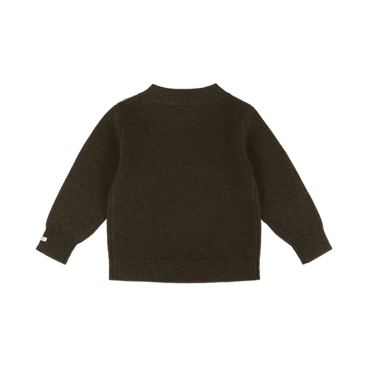 Donsje Denn Merino Wool Sweater Terrier dark olive Produktbild, Ansicht der Rückseite. 