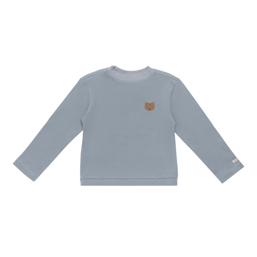 Langarmshirt hellblau Stickerei Teddy Baumwolle