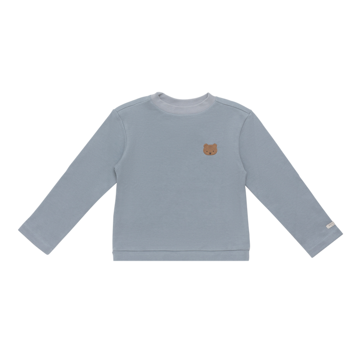 Langarmshirt hellblau Stickerei Teddy Baumwolle