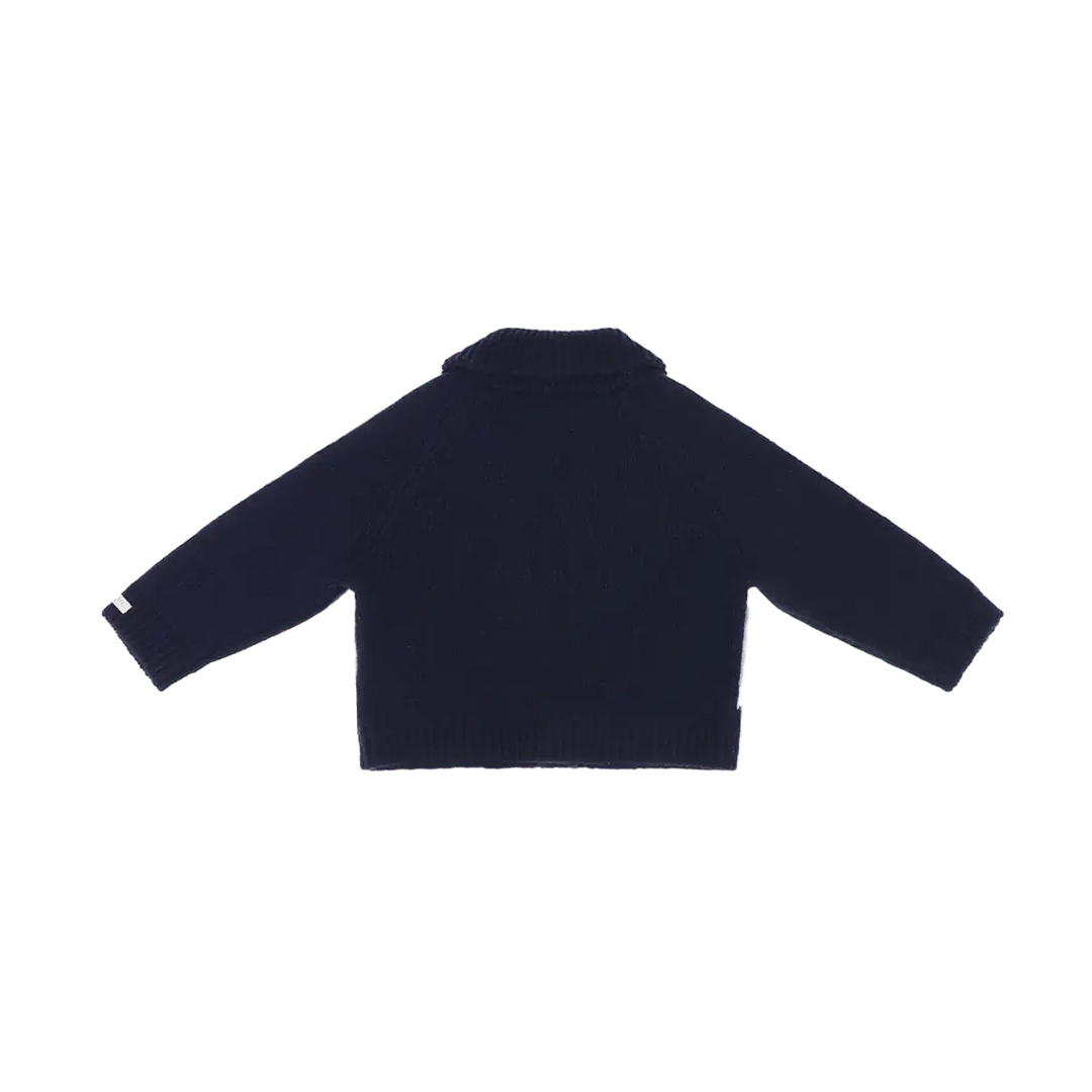 Donsje Kwinten Merino Wool Cardigan Polar Bears navy blue Produktbild, Ansicht der Rückseite. 