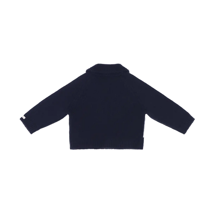 Donsje Kwinten Merino Wool Cardigan Polar Bears navy blue Produktbild, Ansicht der Rückseite. 