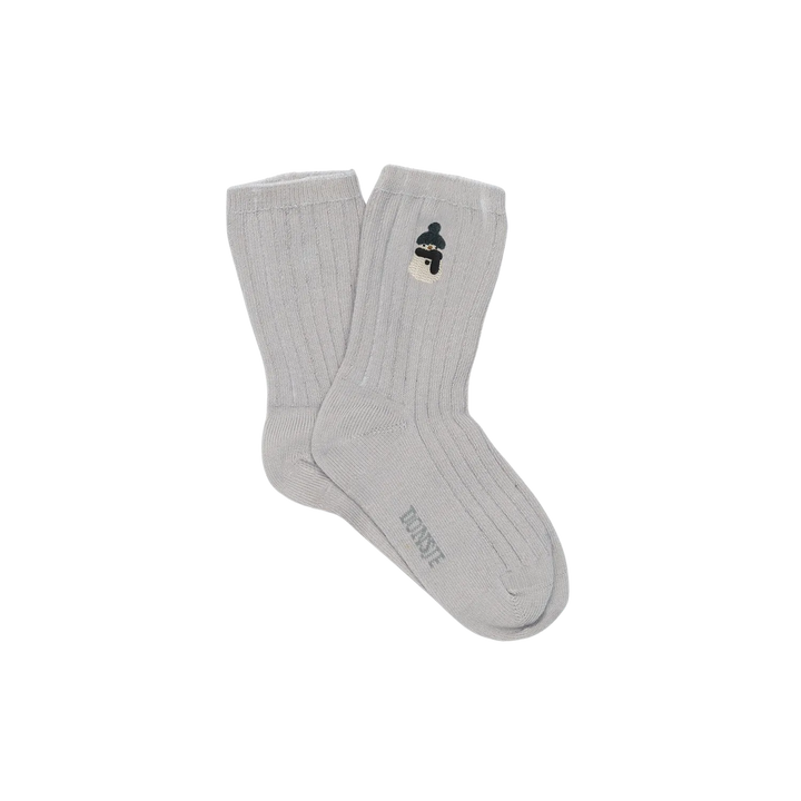 Socken grau Stickerei Schneemann Baumwolle