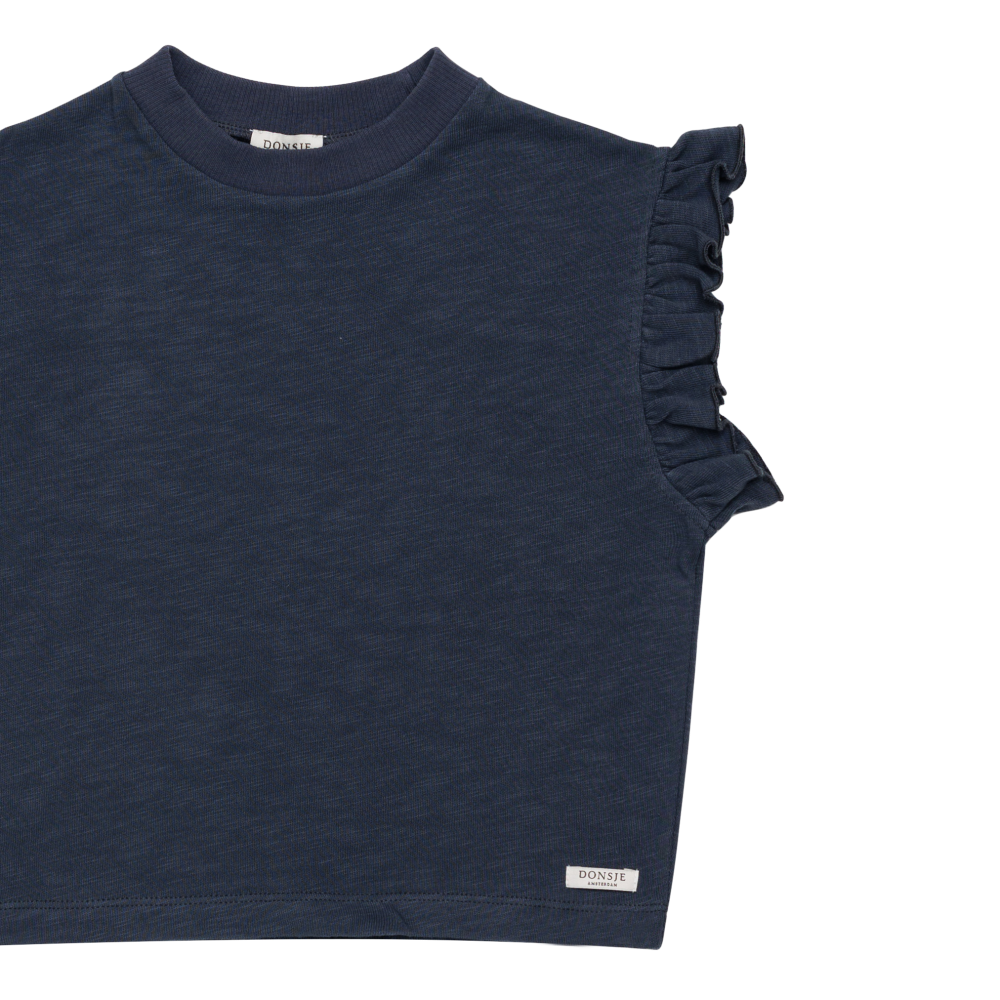 Donsje Nuriel Top blue marine Nahaufnahme Ansicht von vorne