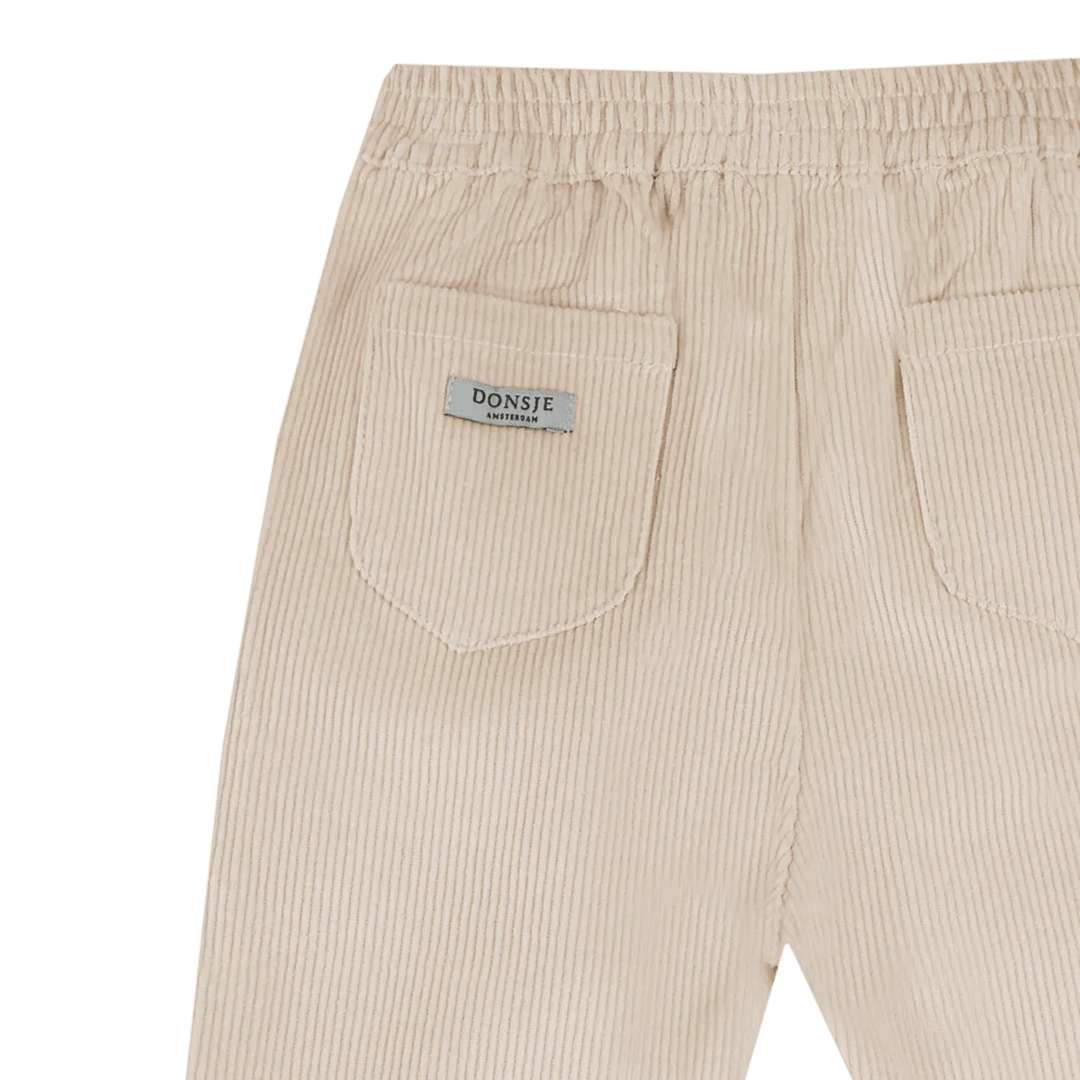 Donsje Olb Trousers birch Detailansicht hinten Gummibund und Gesäßtaschen 