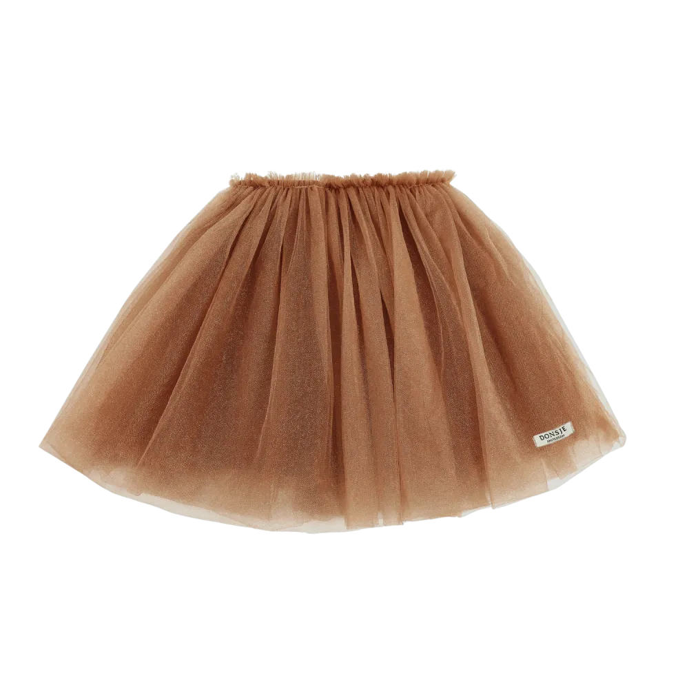haselnussbrauner, knielanger Tüllrock mit Futter aus Baumwolle für Mädchen mit Gummibund