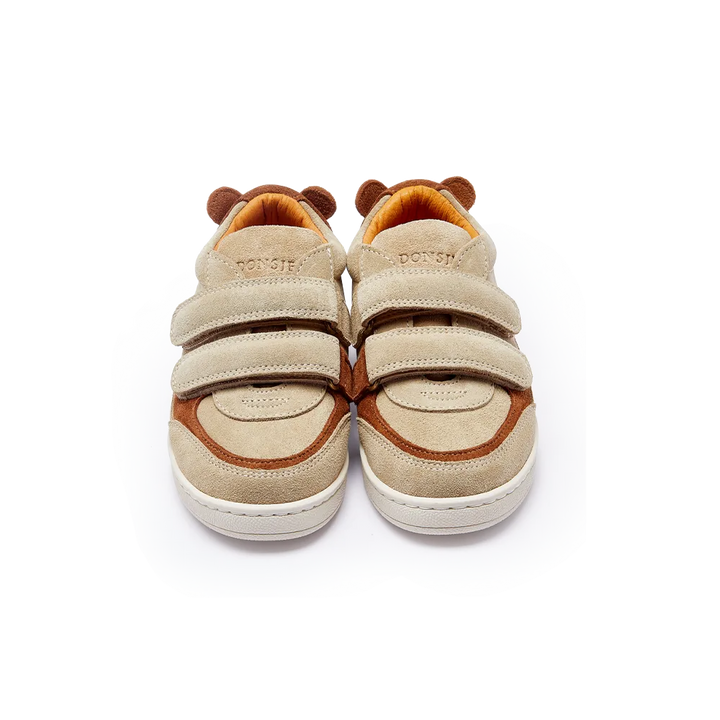 Donsje Rinou Sneakers Bear taupe suede Ansicht von vorne, runder Zehenstil, zwei Klettverschluss-Streifen