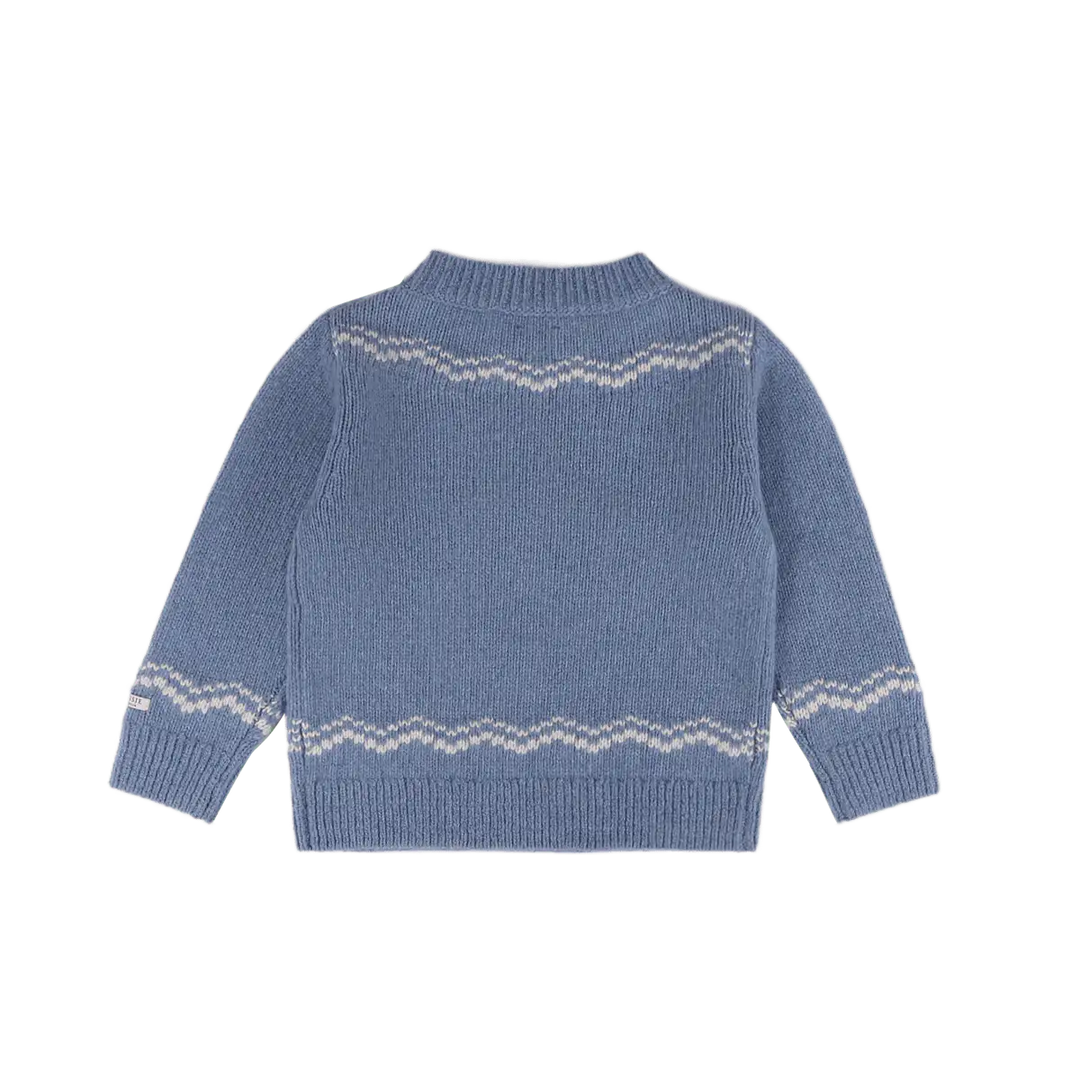 Donsje Selwyn Merino Wool Sweater Lammy vintage blue melange Produktbild, Ansicht der Rückseite. 