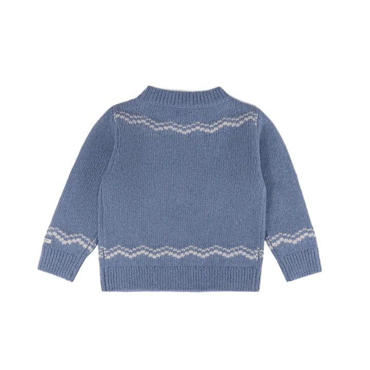Donsje Selwyn Merino Wool Sweater Lammy vintage blue melange Produktbild, Ansicht der Rückseite. 