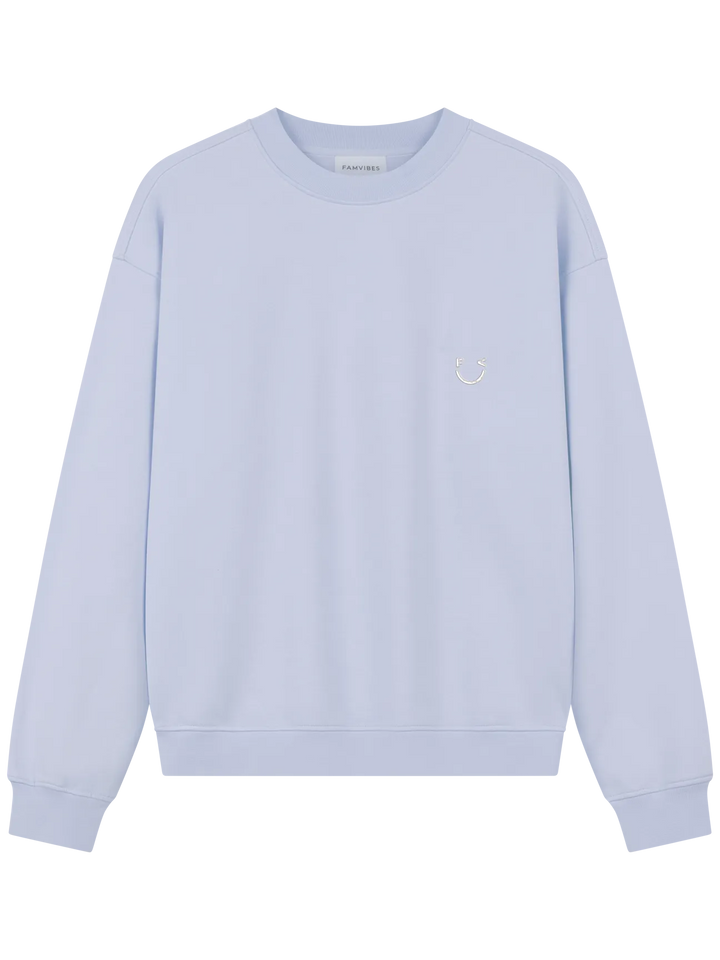 Famvibes GOOD DAY Sweatshirt Unisex pastell-blue Produktbild, Ansicht von vorne