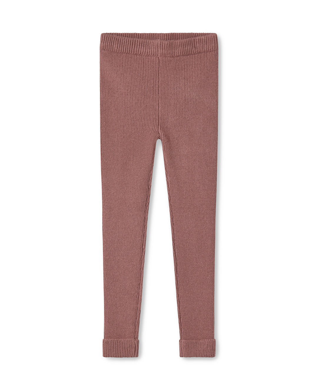 Strickleggings für Mädchen mit gerippter Struktur aus Ecovero Viskose in altrosa