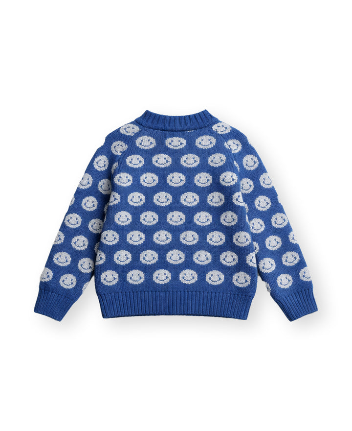 Fliink Bon Cashmere Emoji Pullover insignia blue Produktbild, Ansicht der Rückseite. 
