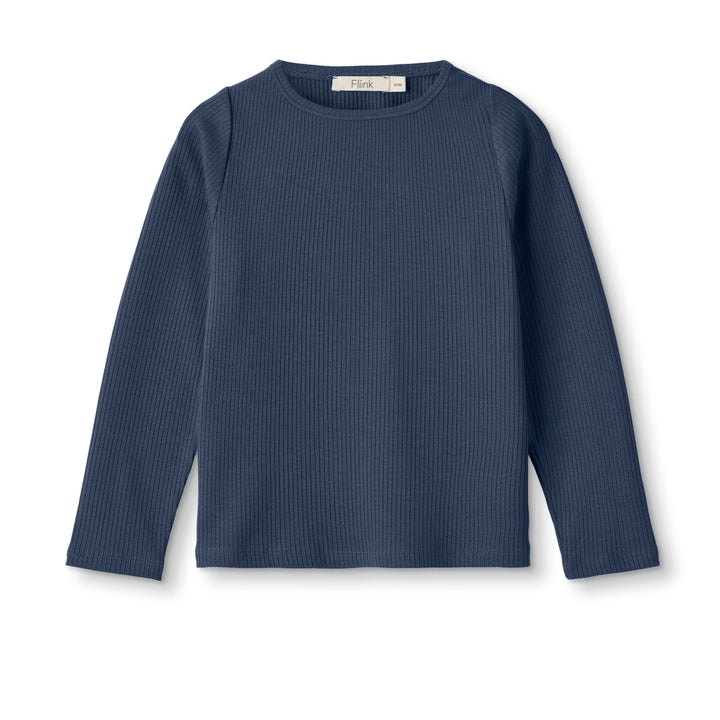 Langarmshirt für Kinder unisex aus Tencel und Ecovero Viskose in dunkelblau mit gerippter Struktur