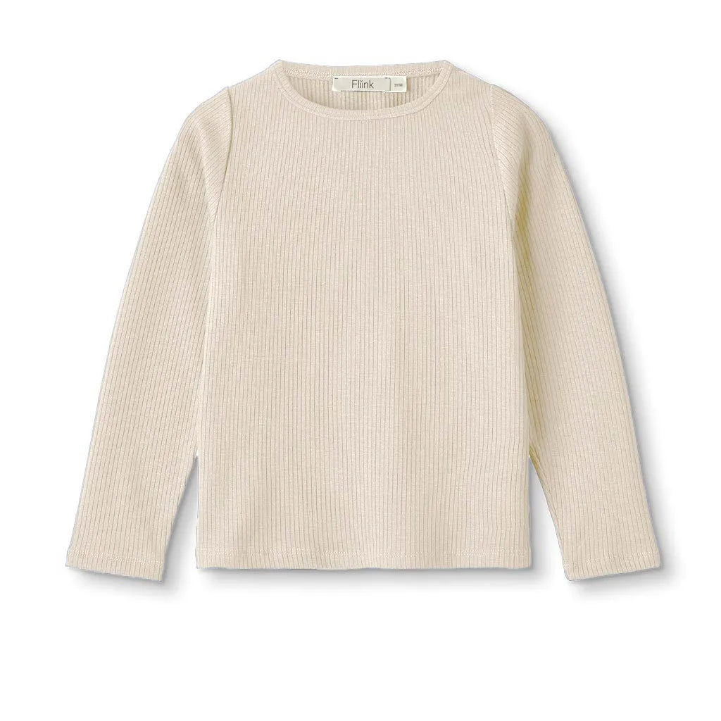 Langarmshirt für Kinder unisex aus Tencel und Ecovero Viskose mit gerippter Struktur in cremefarben