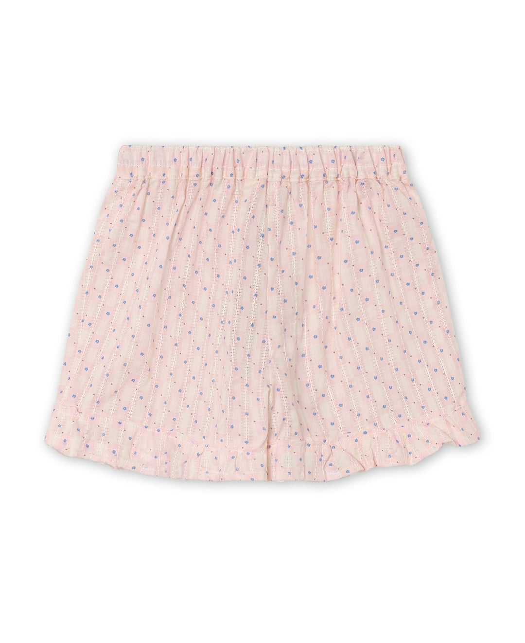 Fliink ZORRO RUFFLE SHORTS CHALK PINK CHECK AOP Produktbild, Ansicht der Rückseite