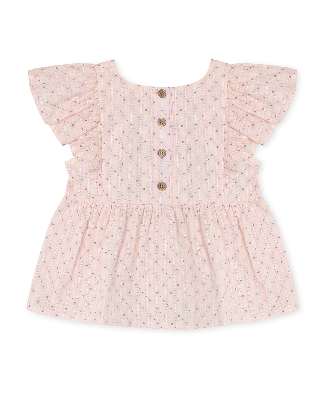 Fliink ZORRO SL TOP CHALK PINK CHECK AOP Produktbild, Ansicht der Rückseite, Blick auf halbe Knopfleiste am Rücken