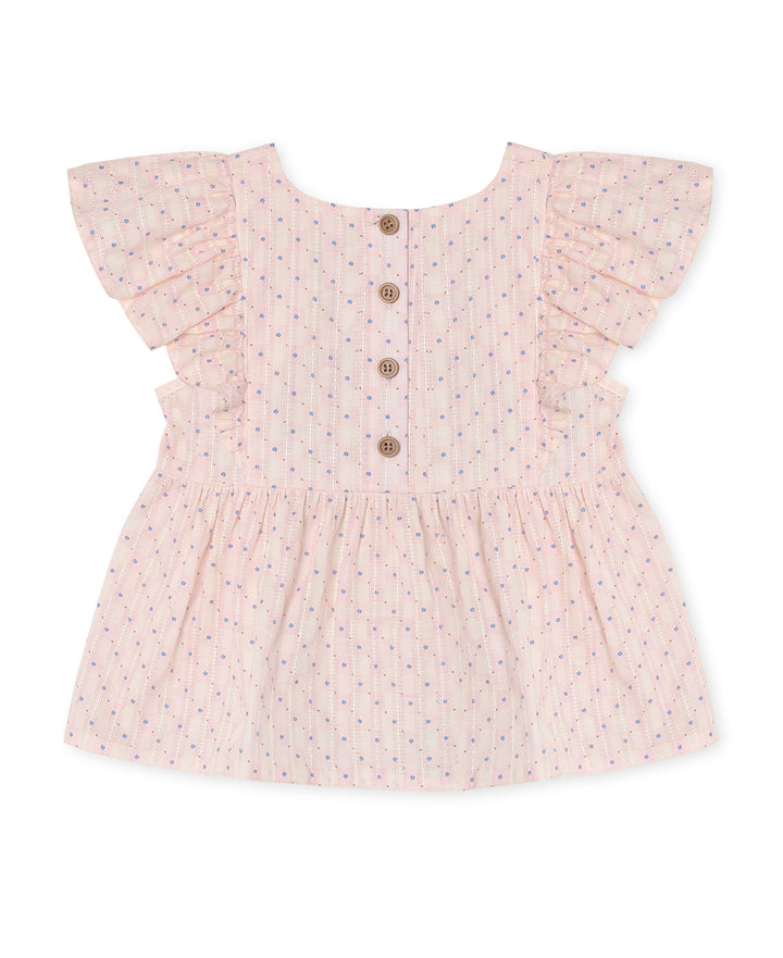 Fliink ZORRO SL TOP CHALK PINK CHECK AOP Produktbild, Ansicht der Rückseite, Blick auf halbe Knopfleiste am Rücken