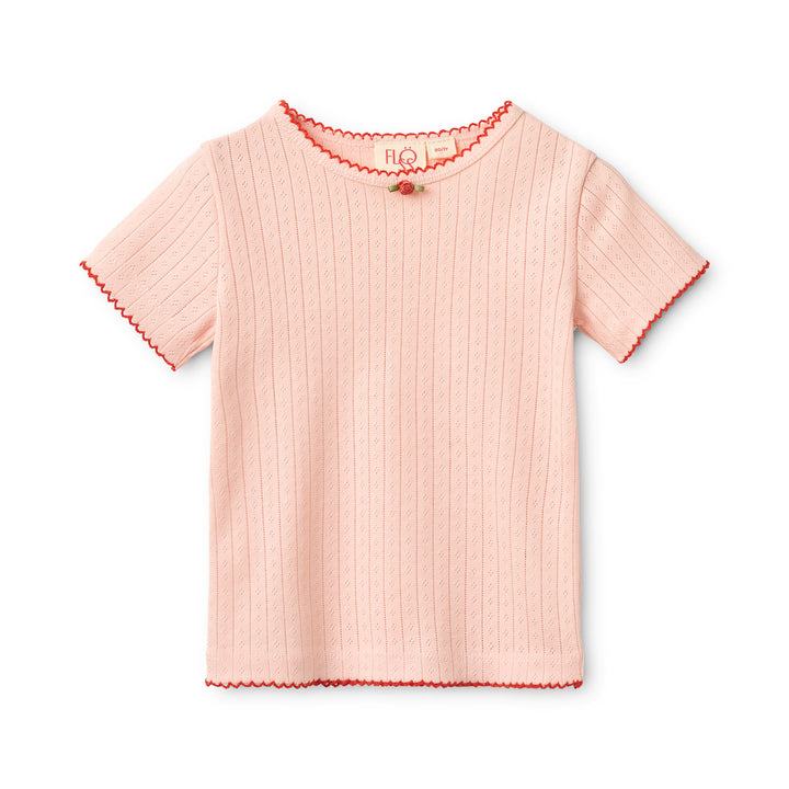 Floess Liva SS Pointelle Blouse soft rose Produktbild, Ansicht von vorne