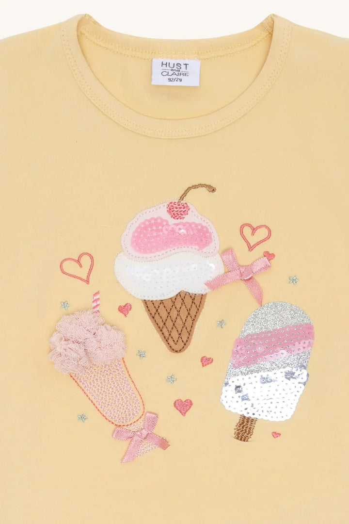 Hust Claire HCAlma Ice Cream nectar Detailansicht aufgenähtes Eis auf der Vorderseite