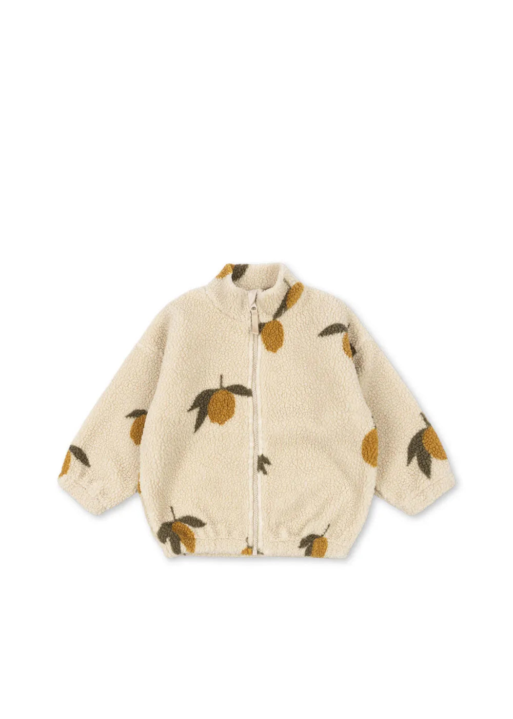Fleecejacke mit Teddyfell für Mädchen und Jungen aus nachhaltigem Polyester mit Zitronenprint und Reißverschluss