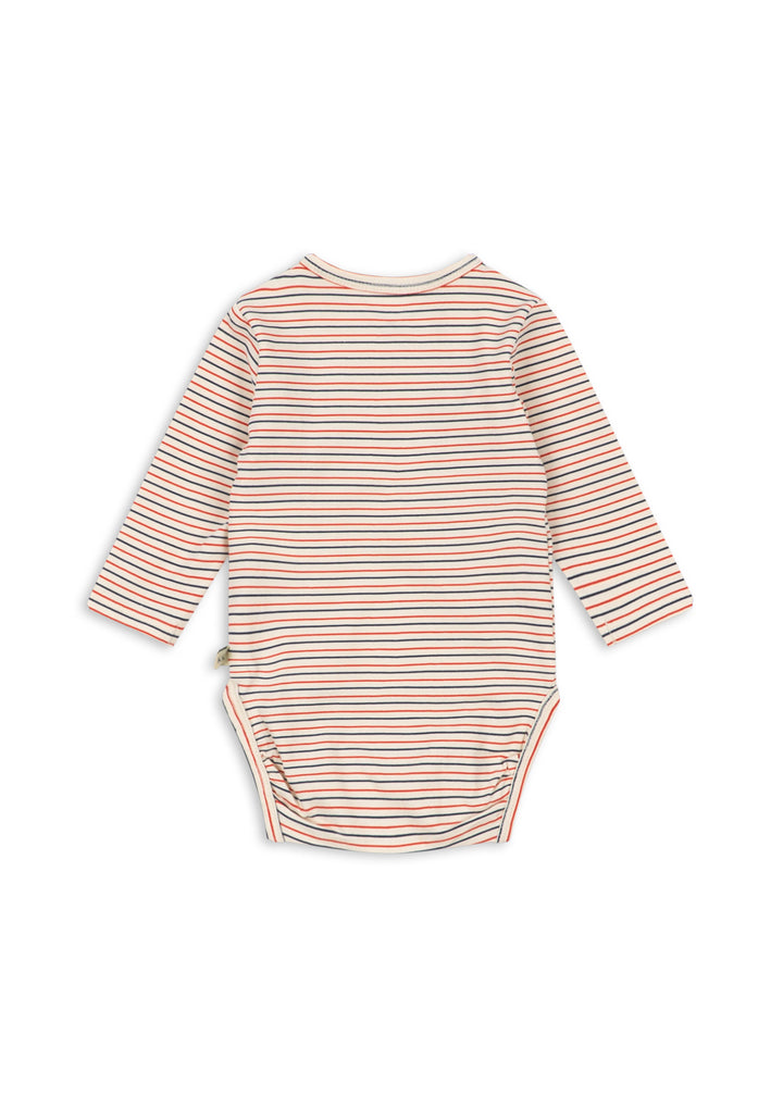 Konges Sloejd Basic LS Newborn Body stripe tricolore petit Produkitbild, Ansicht der Rückseite