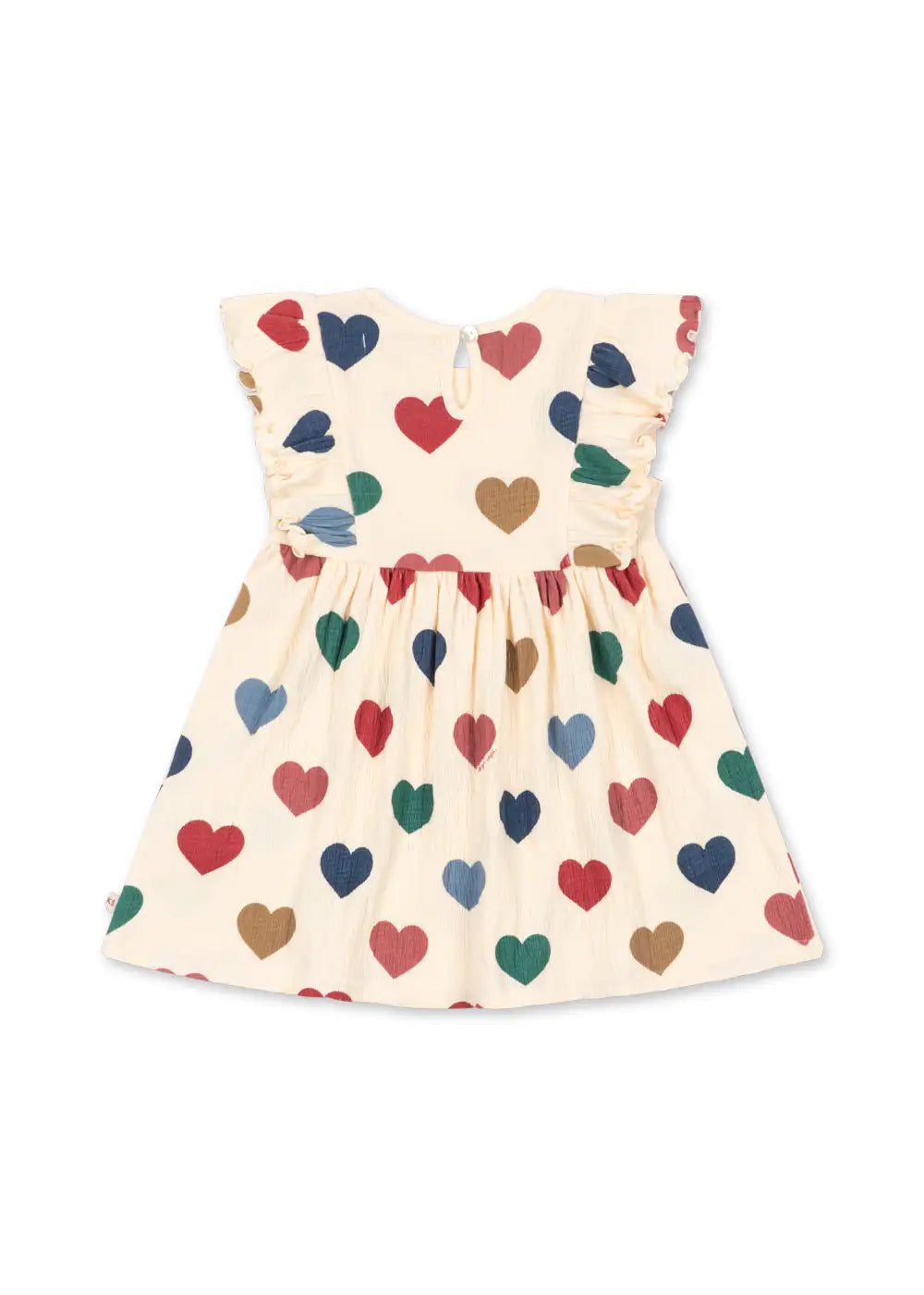 Konges Sloejd Chleo Dress GOTS bon coeur coloré Produktbild, Ansicht der Rückseite, Knopfverschluss im Nacken
