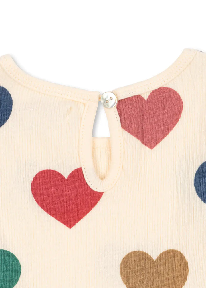 Konges Sloejd Chleo Dress GOTS bon coeur coloré Detailansicht Knopfverschluss im Nacken