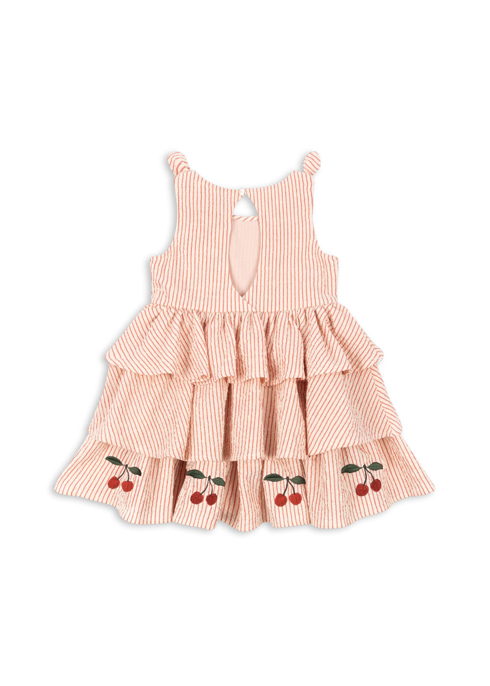 Konges Sloejd Ellie Dress GOTS amour stripe Produktbild, Ansicht Rückseite, Knopfverschluss im Nacken, kleiner Rückenausschnitt