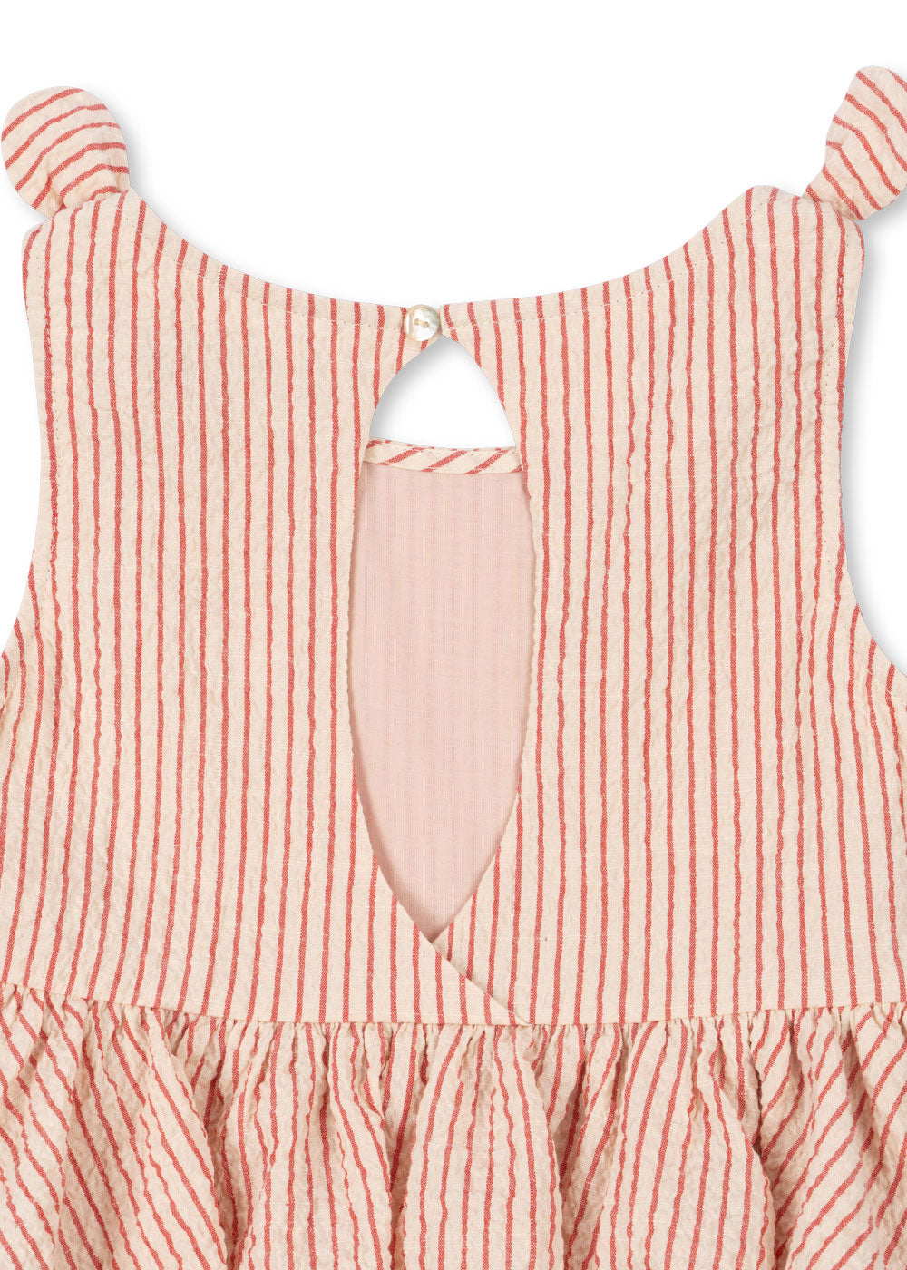 Konges Sloejd Ellie Dress GOTS amour stripe DetailansichtKnopfverschluss im Nacken und Rückenausschnitt