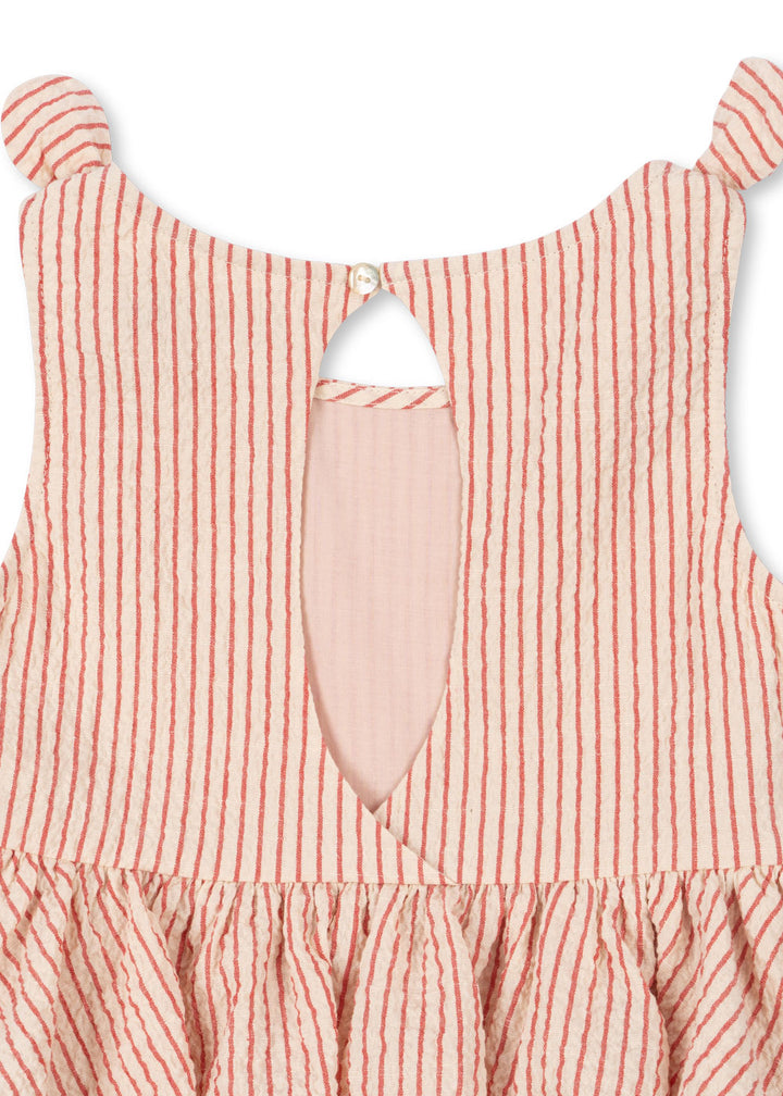 Konges Sloejd Ellie Dress GOTS amour stripe DetailansichtKnopfverschluss im Nacken und Rückenausschnitt