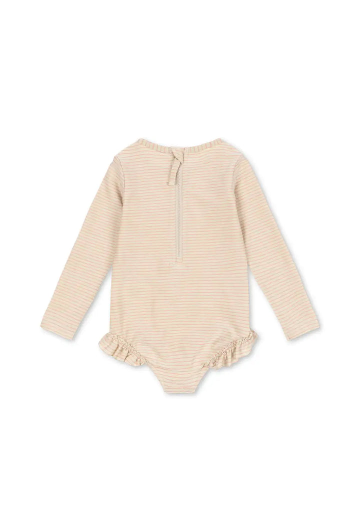 Konges Sloejd Jade LS Swimsuit rose stripe Produktbild, Ansicht von hinten, Blick auf Reißverschluss 