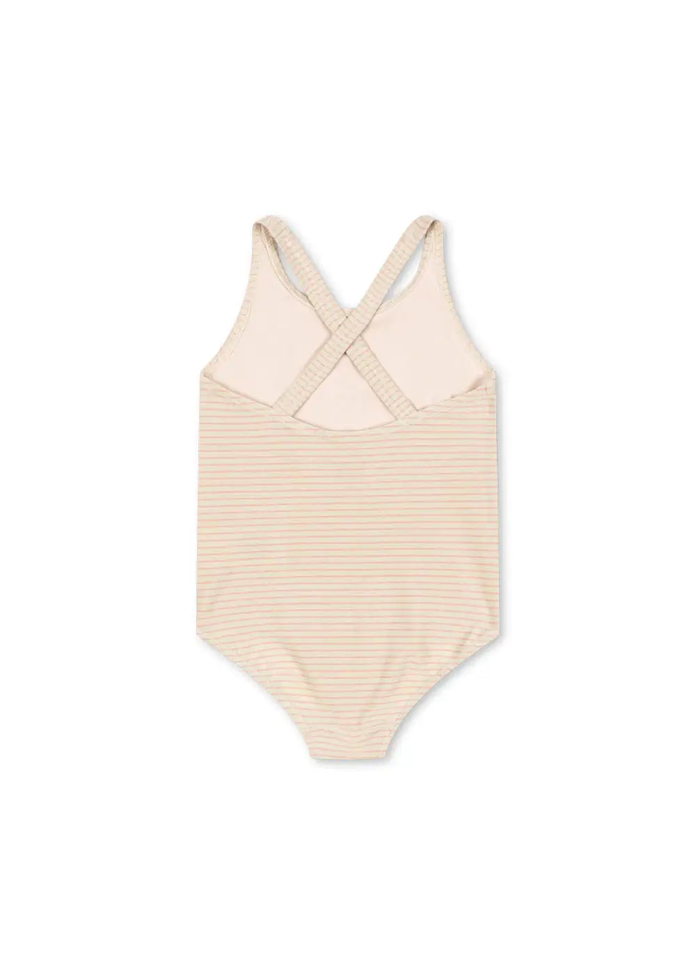 Konges Sloejd Jade Swimsuit rose stripe  Produktbild, Ansicht von hinten, Blick auf überkreuzte Träger am Rücken 