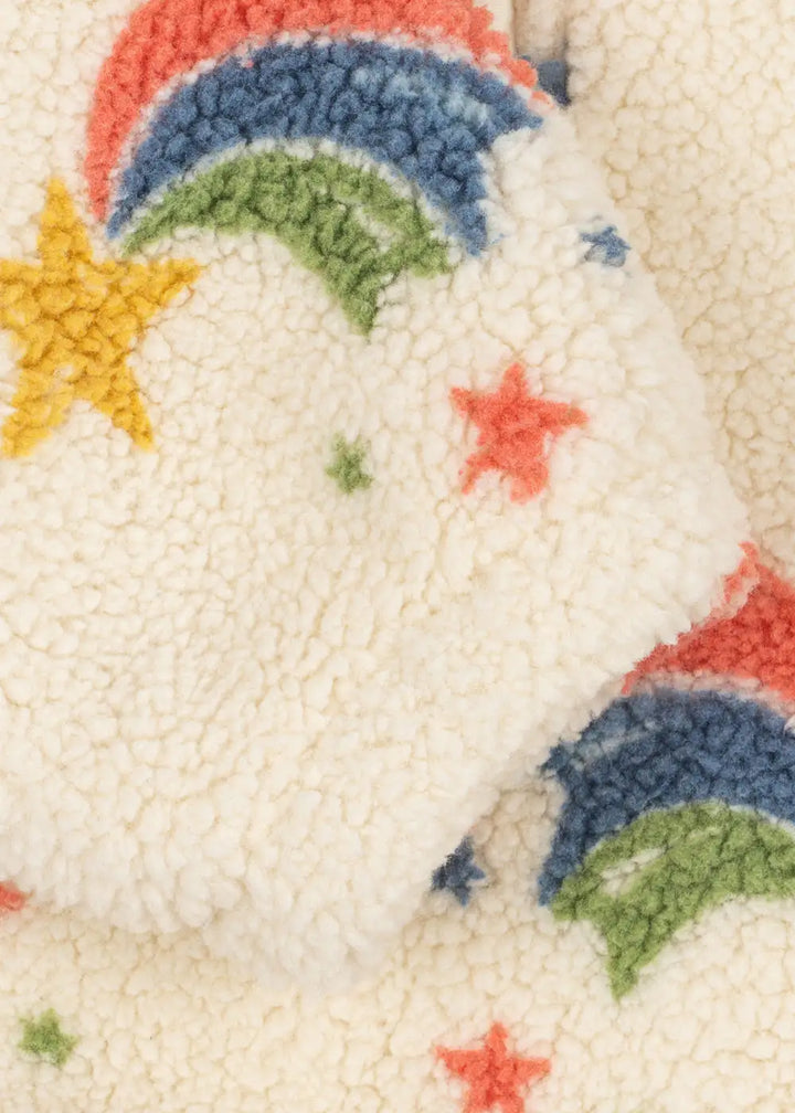 Konges Sloejd Jody Teddy Half Zip GRS rainbow star Detailansicht Regenbogen Sternschnuppen Muster