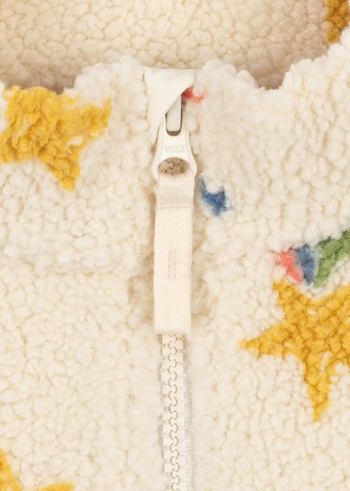 Konges Sloejd Jody Teddy Half Zip GRS rainbow star Detailansicht Stehkragen und Reißverschluss