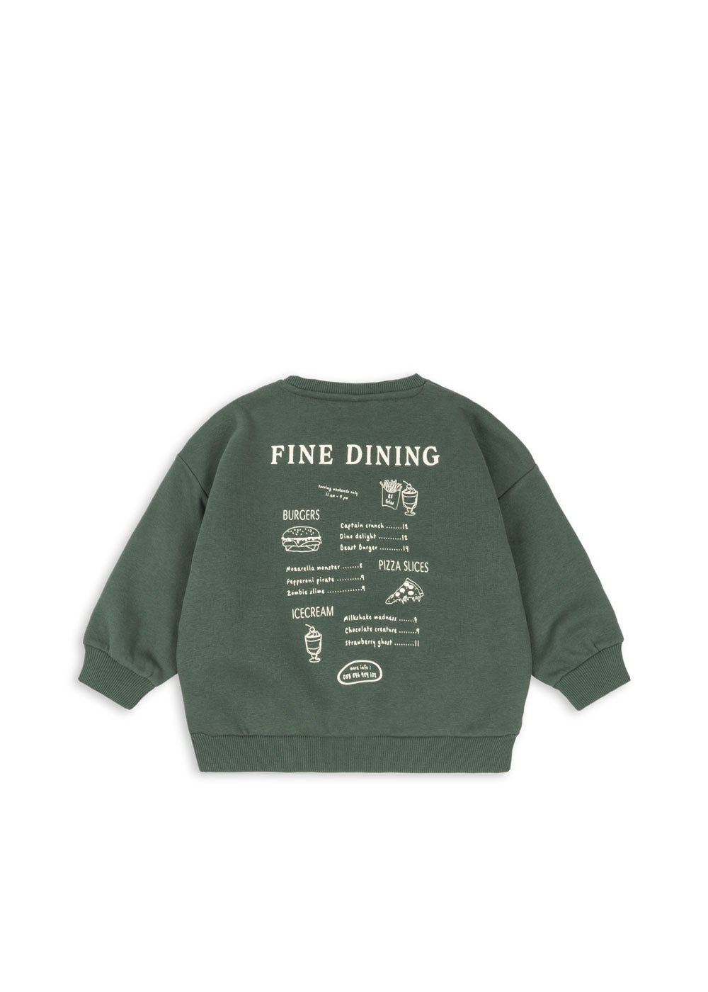 Konges Sloejd Lou Sweat Shirt OCS cilantro Produktbild, Ansicht der Rückseite mit Print