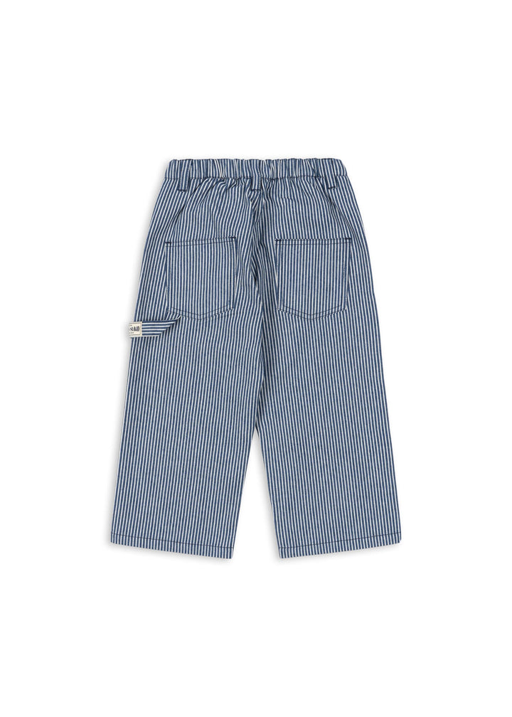 Konges Sloejd Luc Pants GOTS blue stripe Produktbild, Ansicht der Rückseite. 