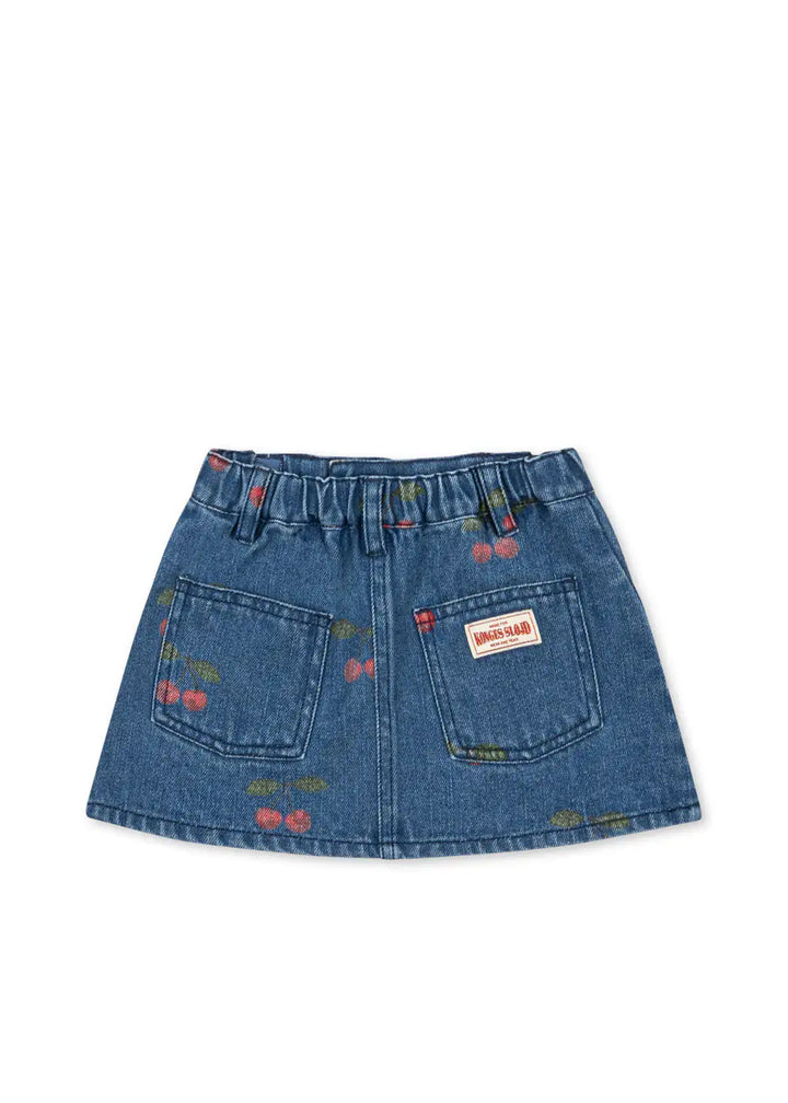 Konges Sloejd Magot Printed Skirt GOTS ma grande cerise denim Produktbild, Ansicht der Rückseite